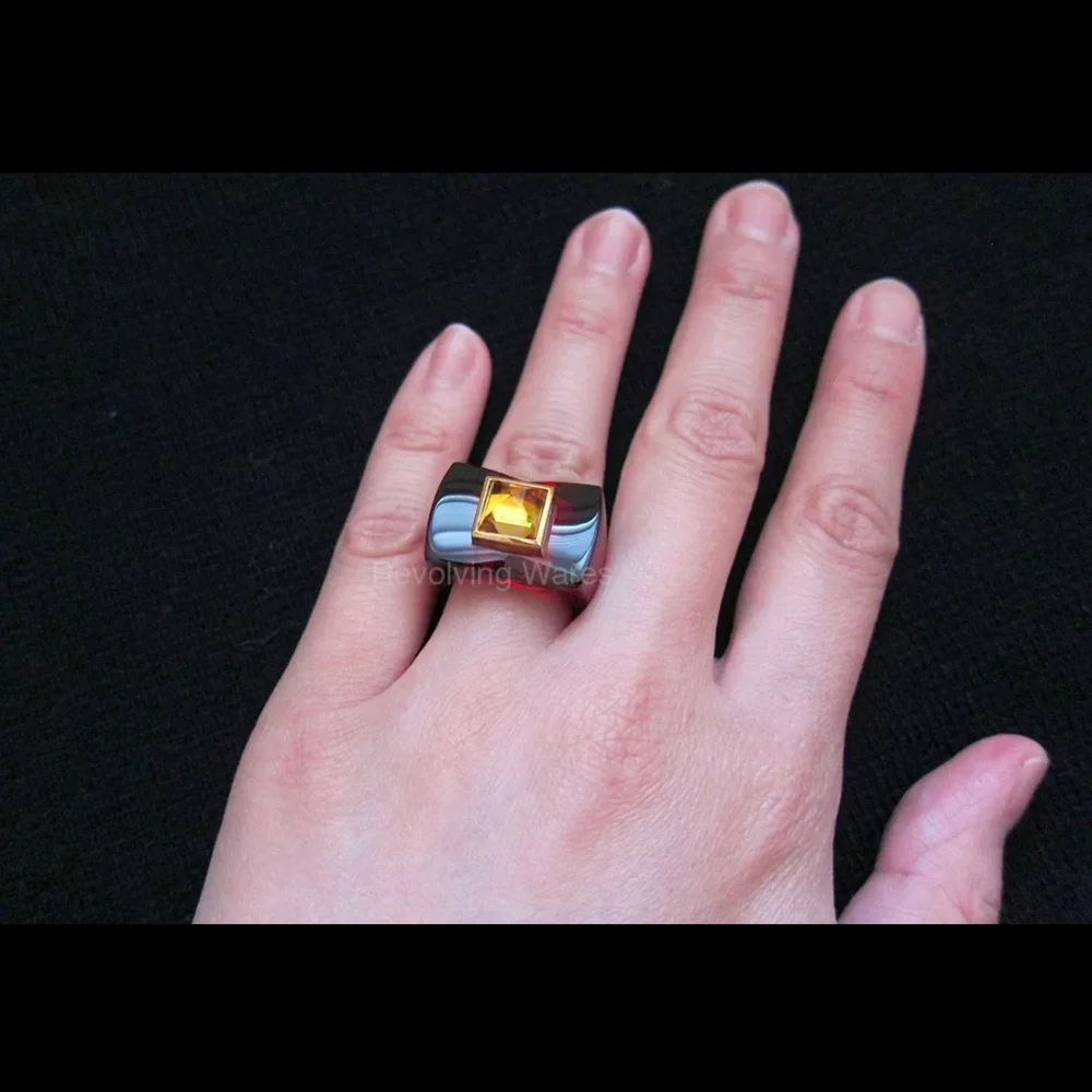 Baccarat Guet Apens 18k Gold Ruby Crystal Citrine Size 5 or 49 Preowned - Picture 8 of 10